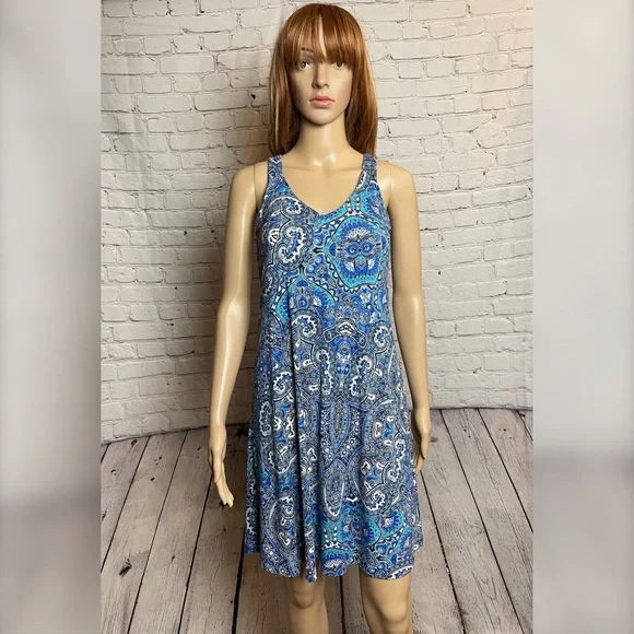 Sigrid Olsen | Dresses | Nwt New Sigrid Olsen Linen Rayon Blue Racerback  Mini Dress Size Xs | Poshmark
